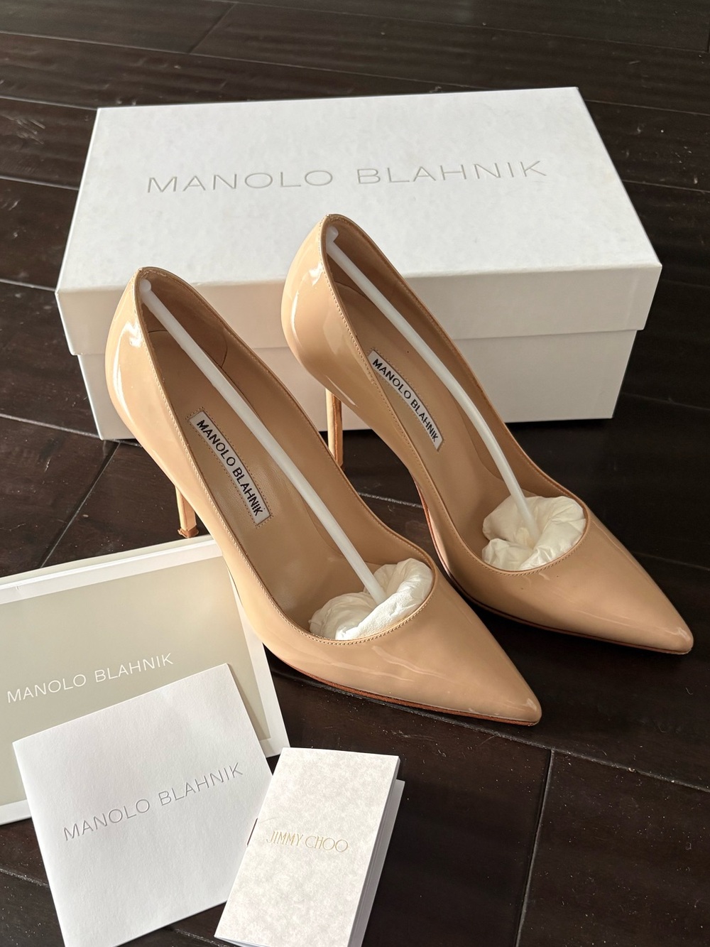 Manolo Blahnik BB Patent Pump Nude 105mm 36.5